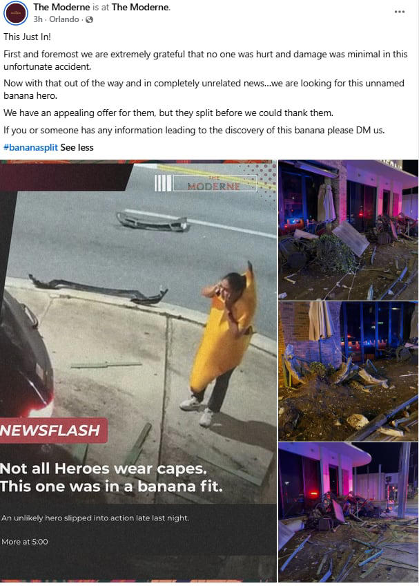 Moderne seeks mystery 'banana hero' after accident