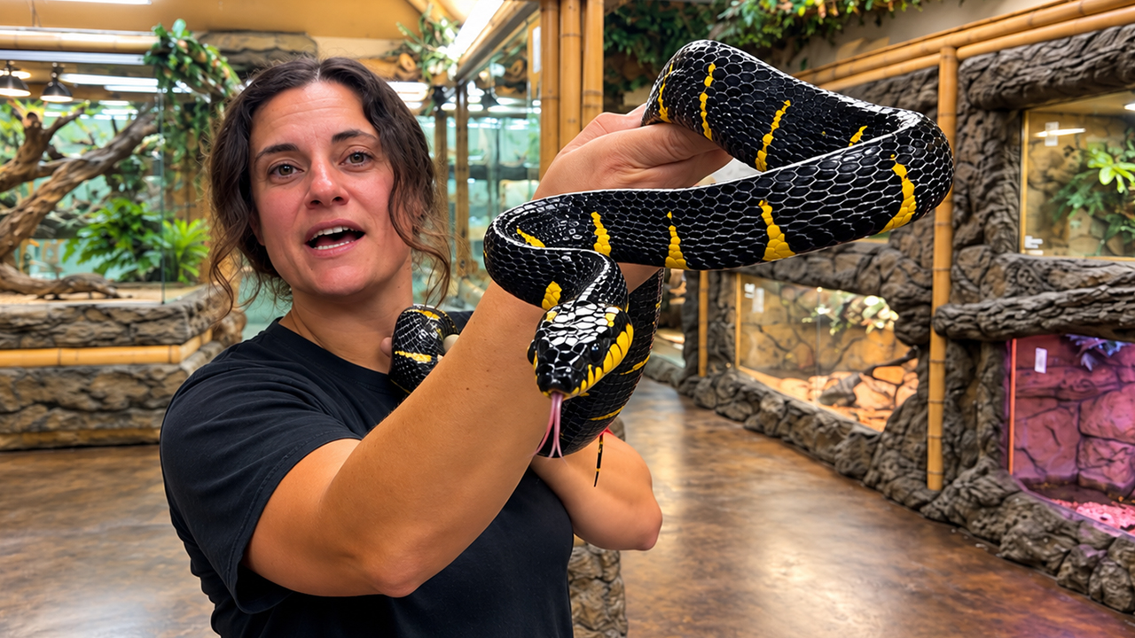 One wrong move and this mangrove snake reacts fast