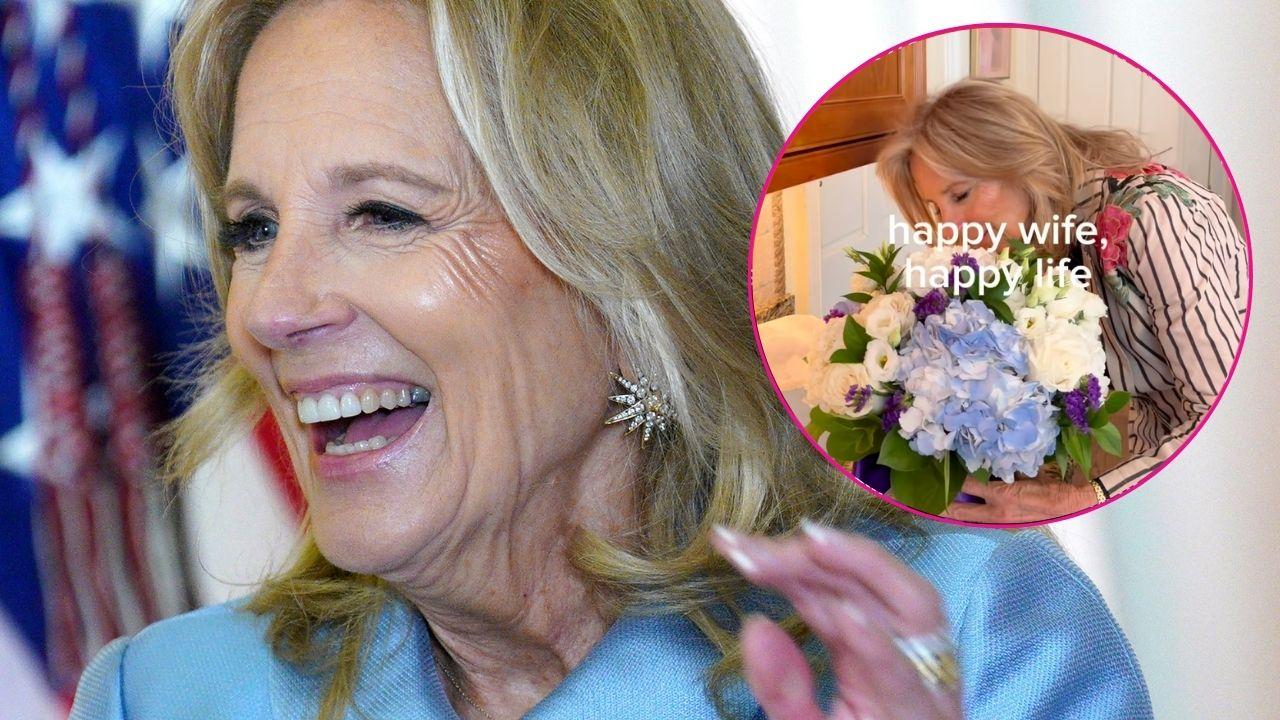 Jill Biden smells the 'fresh flowers' husband Joe bought her for the ...