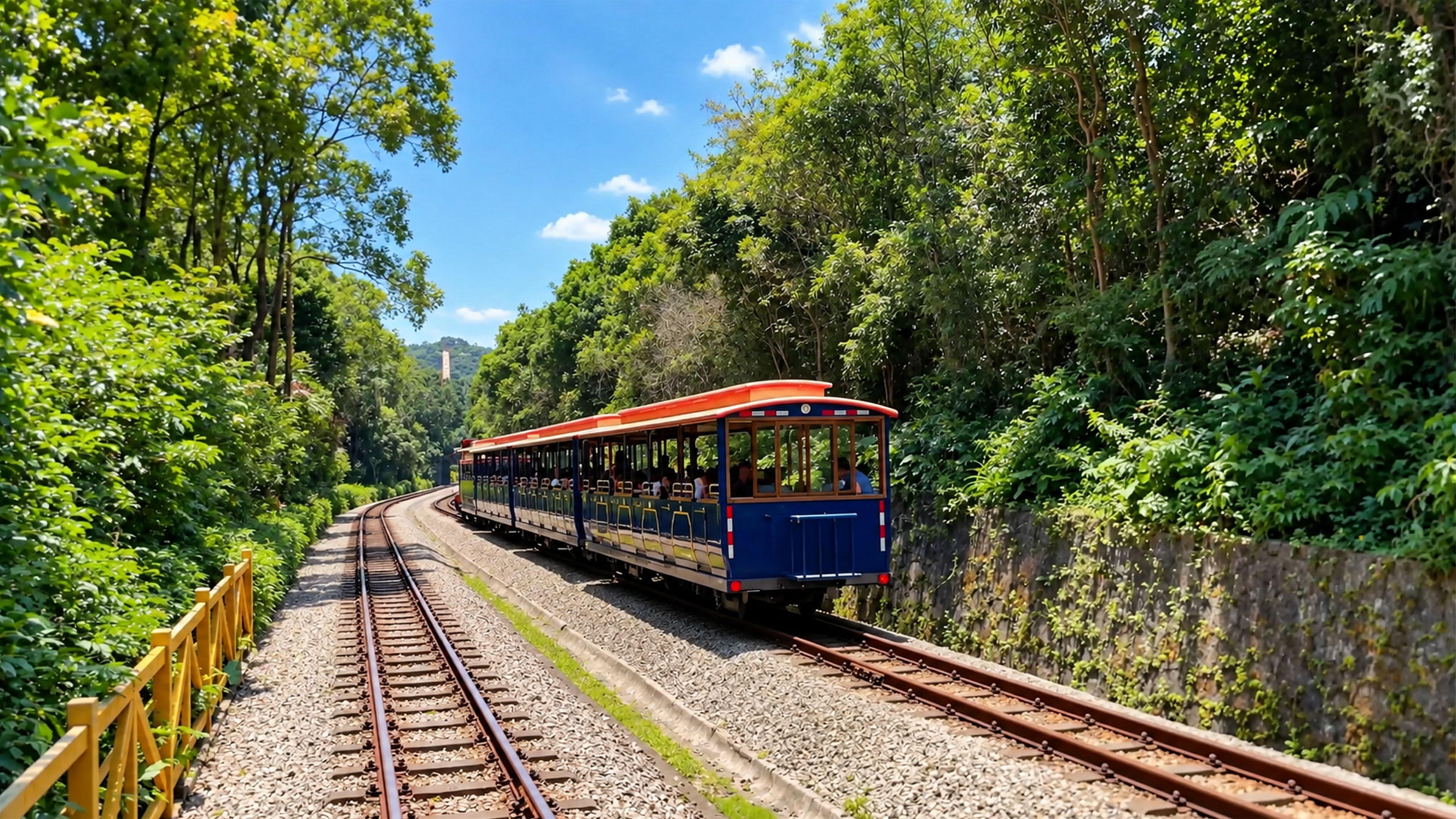 Kereta Api Hutan China Melintasi Rimbunnya Pepohonan