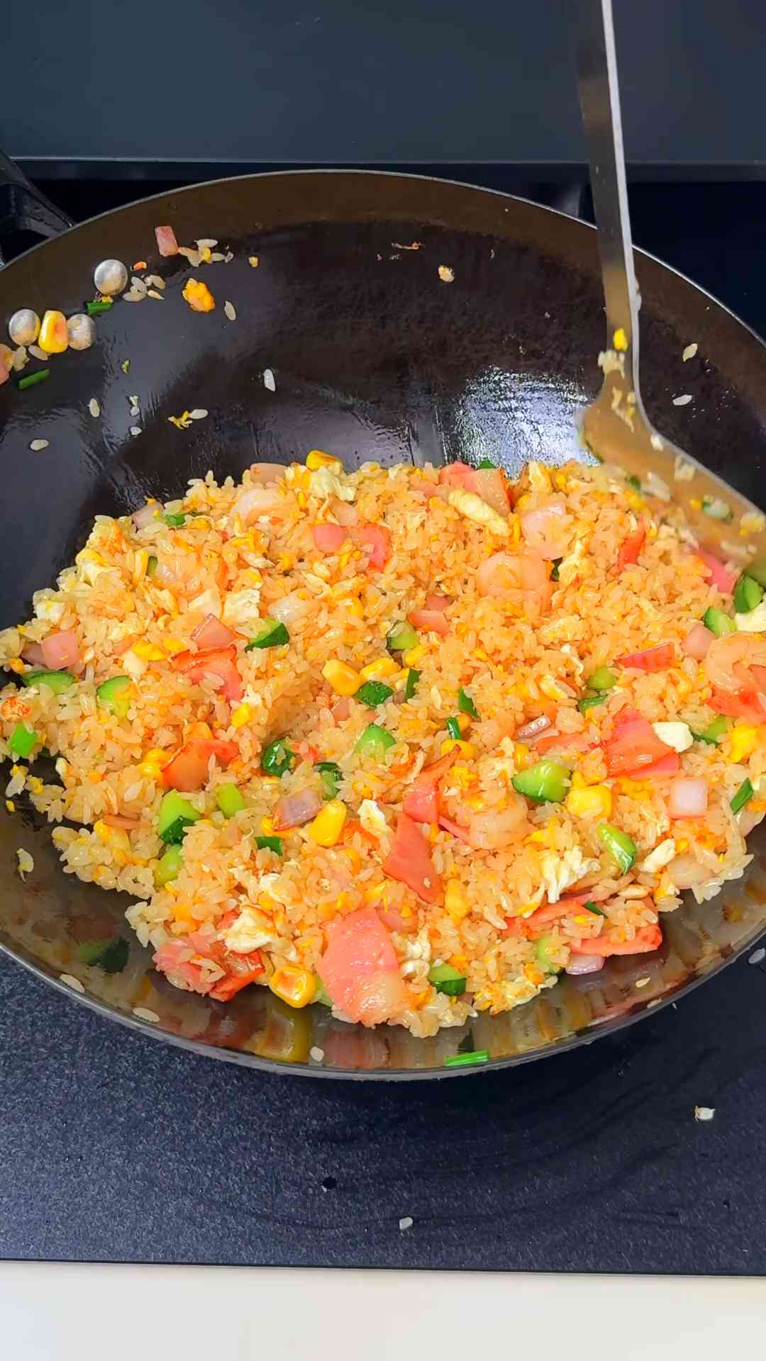 Bacon and shrimp fried rice with double protein