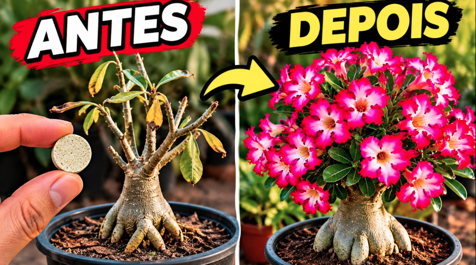 Apenas 1 comprimido para estimular a floração da rosa do deserto