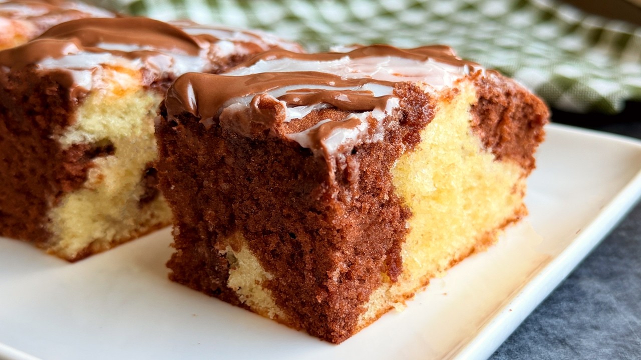 The chocolate and vanilla cake with a melt in your mouth texture
