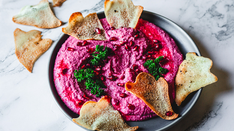 Ghastly beet hummus Halloween appetizer recipe