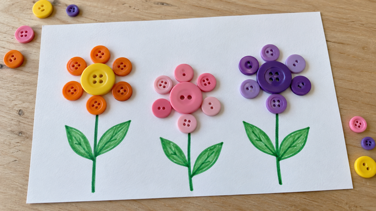 Turn colorful buttons into 4 easy handmade art projects