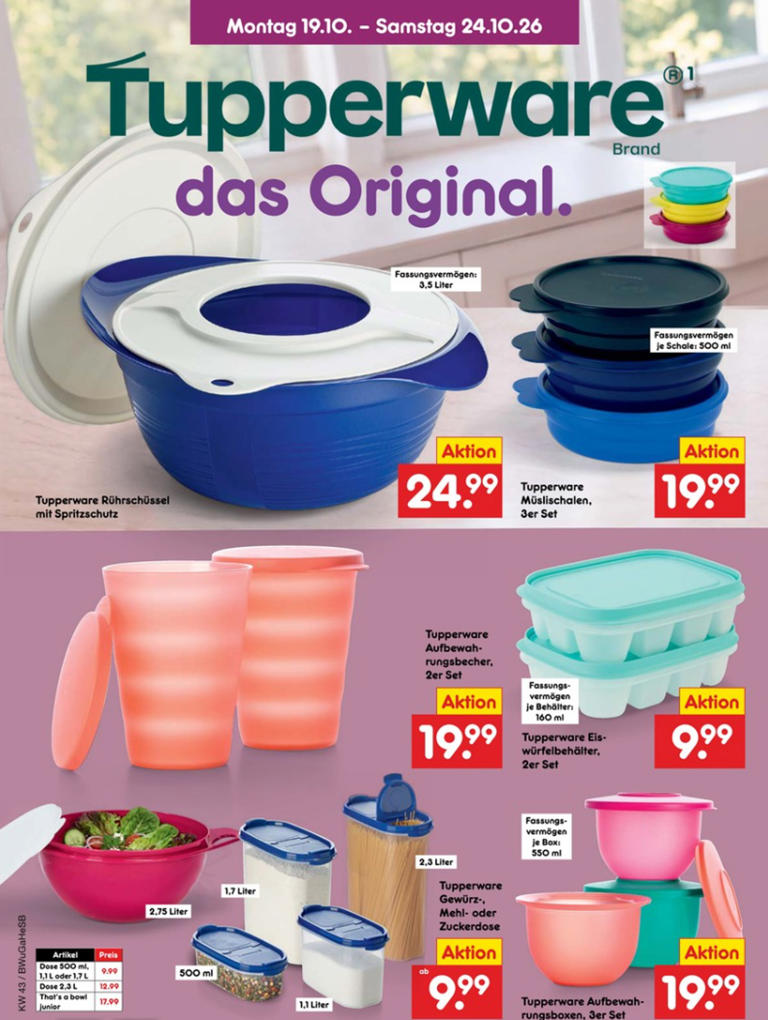 Tupperware ist zurück: Netto bietet gerade eine große Auswahl