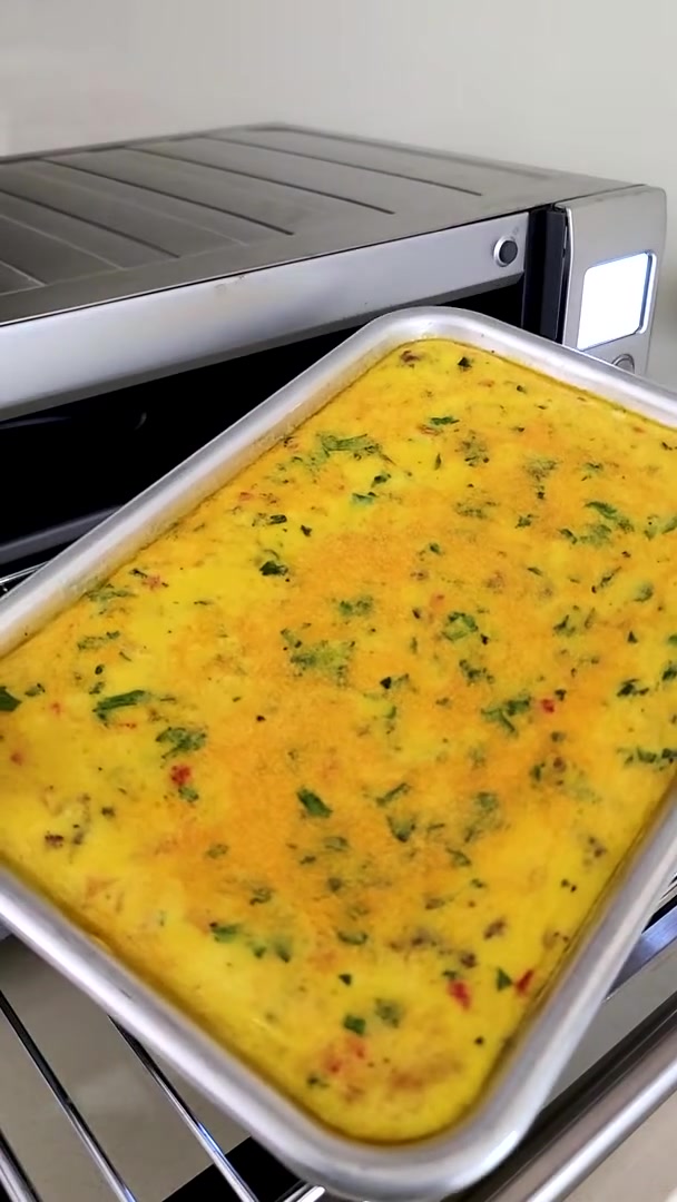 Fluffy sheet pan eggs with sausage: Easy breakfast bake for meal prep!