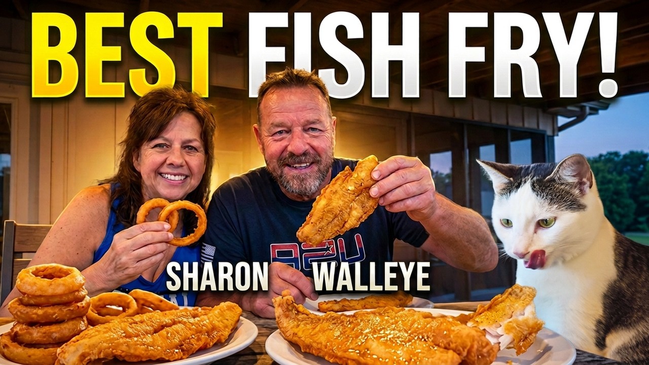 Fresh walleye fry with a funny cat surprise