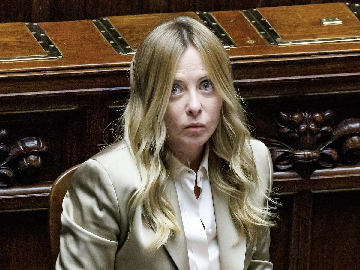 La presidente del Consiglio Giorgia Meloni nell'aula della Camera dei deputati in occasione delle comunicazioni in vista del prossimo Consiglio europeo del 15 e 16 ottobre, Roma, Mercoledì 14 ottobre 2026 (Foto Roberto Monaldo / LaPresse)  Italian premier Giorgia Meloni in the Chamber of deputies during the address ahead of the European Council on 15 and 16 October, Rome, Wednesday, October 14, 2026 (Photo by Roberto Monaldo / LaPresse)