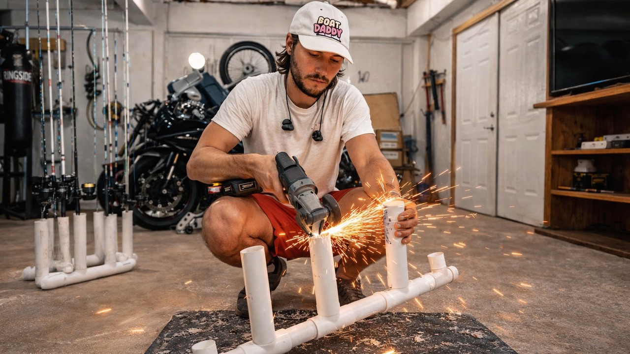 DIY easy PVC fishing rod holder works for any size & bent butt