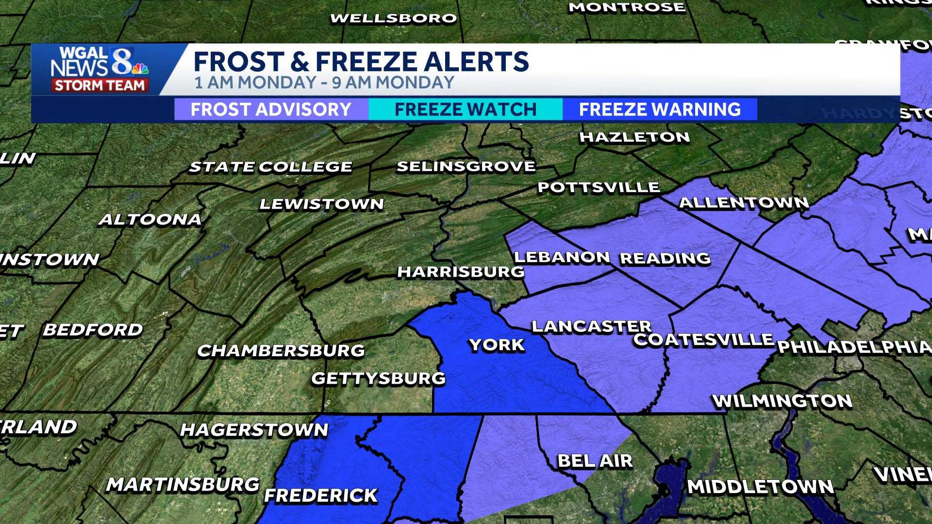 Freeze warning, frost advisory in effect for parts of the Susquehanna ...