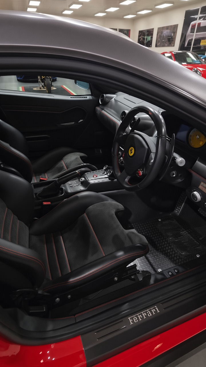 Inside the stripped out cockpit of the rare Ferrari 599 GTO