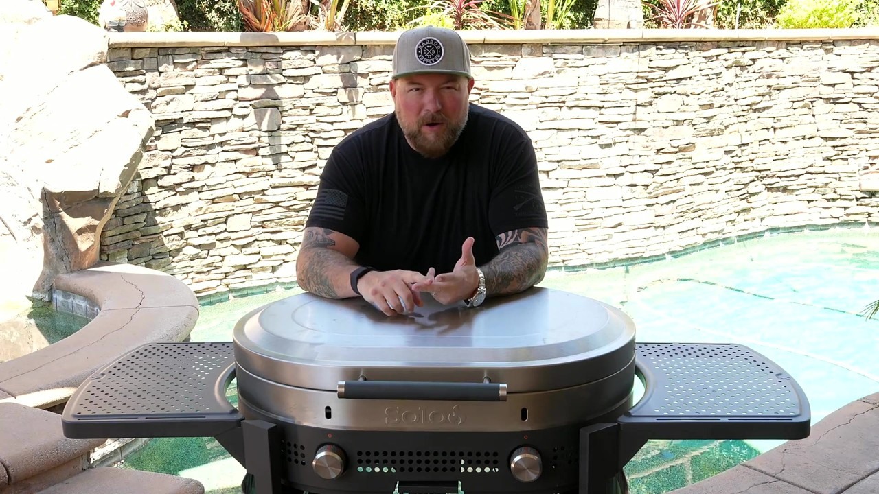 A cook makes backyard breakfast on the Solo Steelfire 30 griddle