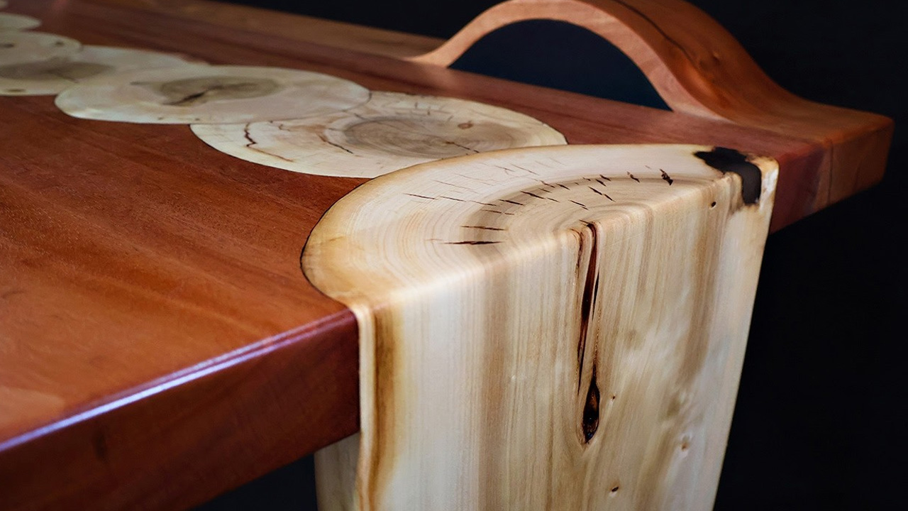 Transforming wet raw poplar logs into a futuristic desk