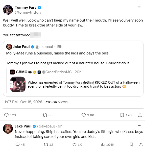 Tommy Fury responds to Jake Paul after being ruthlessly mocked over ...