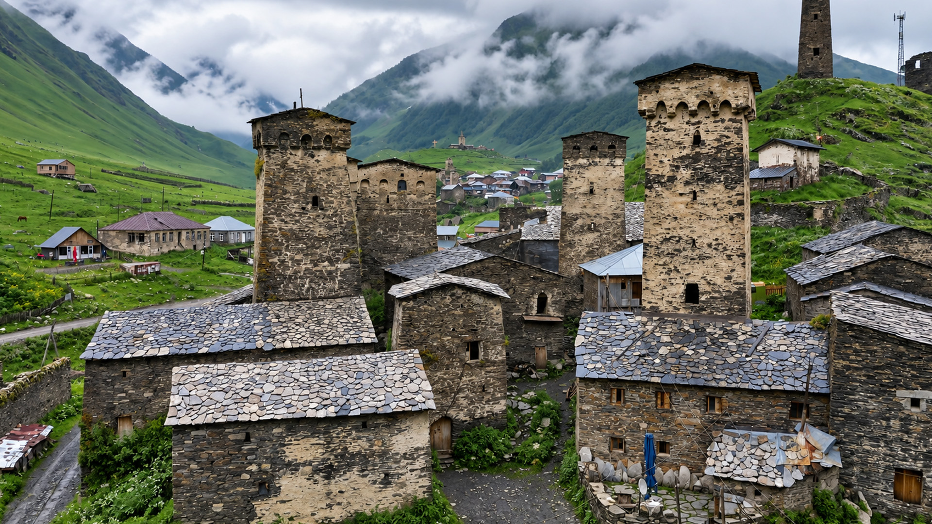 Medieval stone towers hidden in Georgia's green mountains