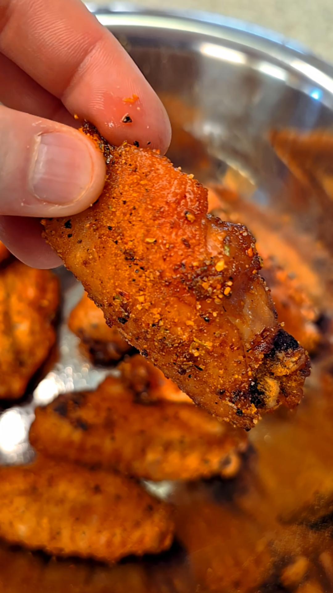 Smoked and fried chicken wings with crispy BBQ flavor