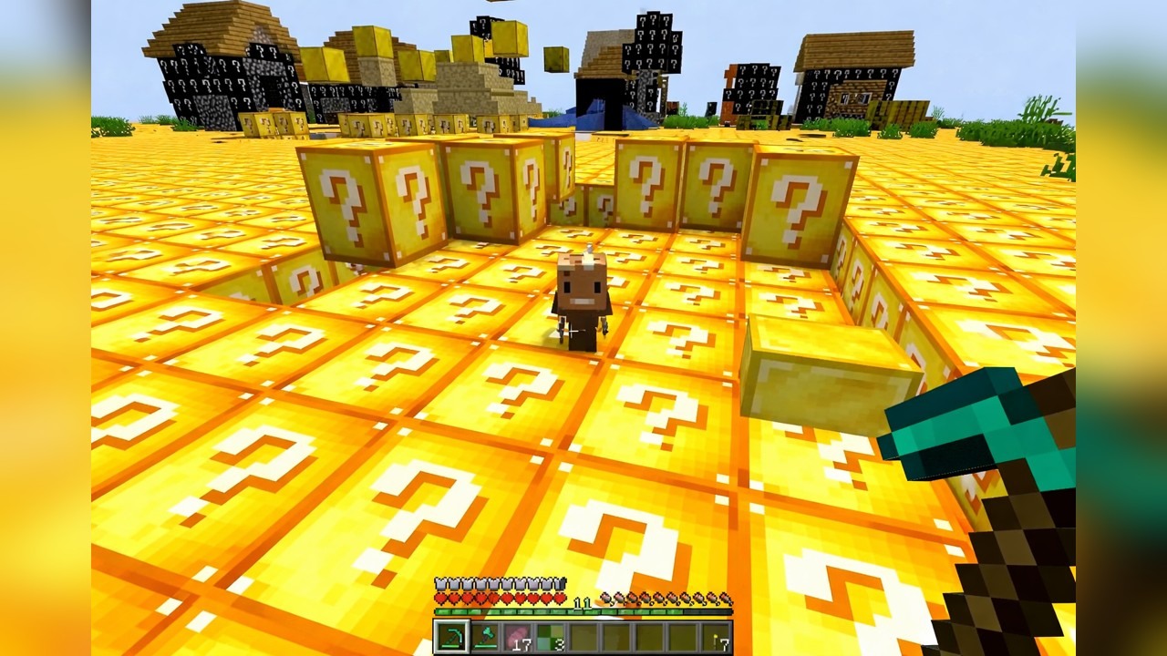aCookieGod survives 100 days in a lucky block superflat Minecraft world