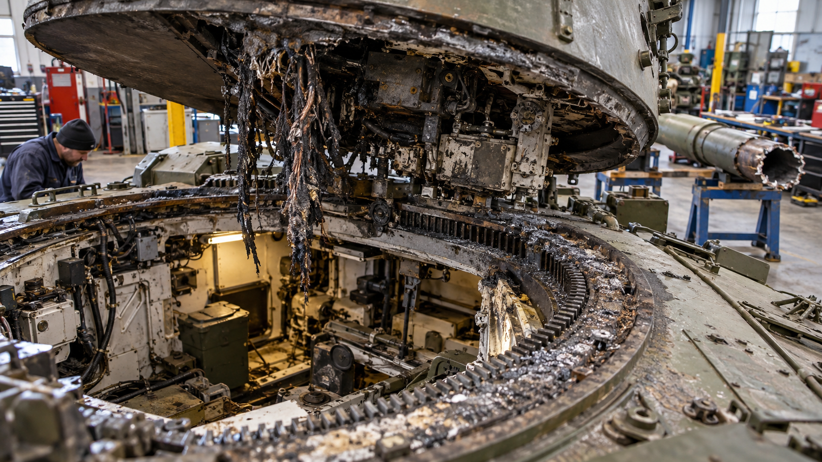 Demilitarization burned this tank’s wiring and jammed its turret