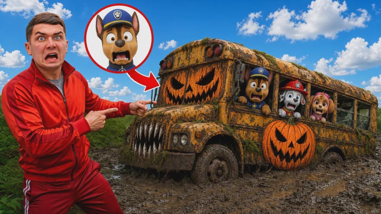 We found Halloween PAW Patrol Chase and Marshall in danger!