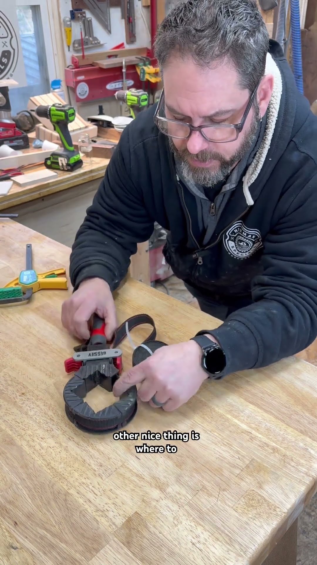 Easy tip for organizing Bessey strap clamps #workshop #clamps #woodworking