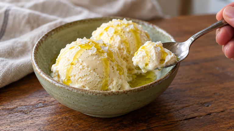 Dua Lipa tops vanilla ice cream with olive oil and sea salt
