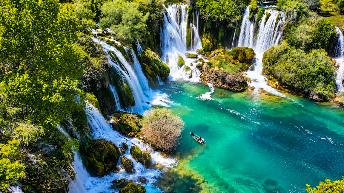 Turquoise waterfalls and crystal clear pools hidden in a lush green ...