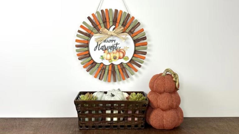 If you have clothespins you can make the cutest fall wreath full of color
