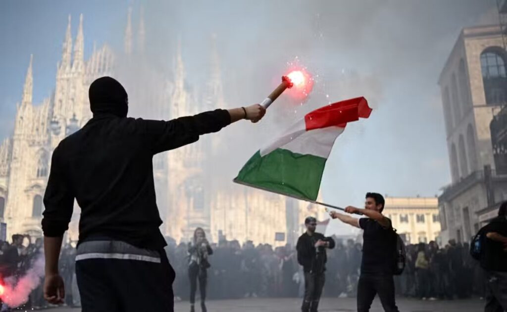 Thousands take to streets in Italy amid tight security