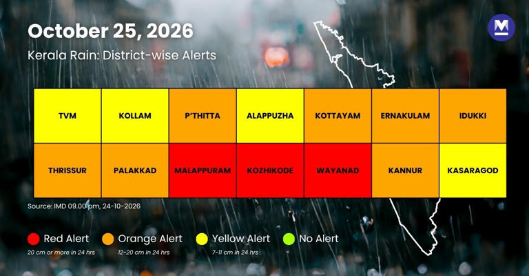 Kerala braces for heavy rain; red alert in 3 districts, Sunday classes ...