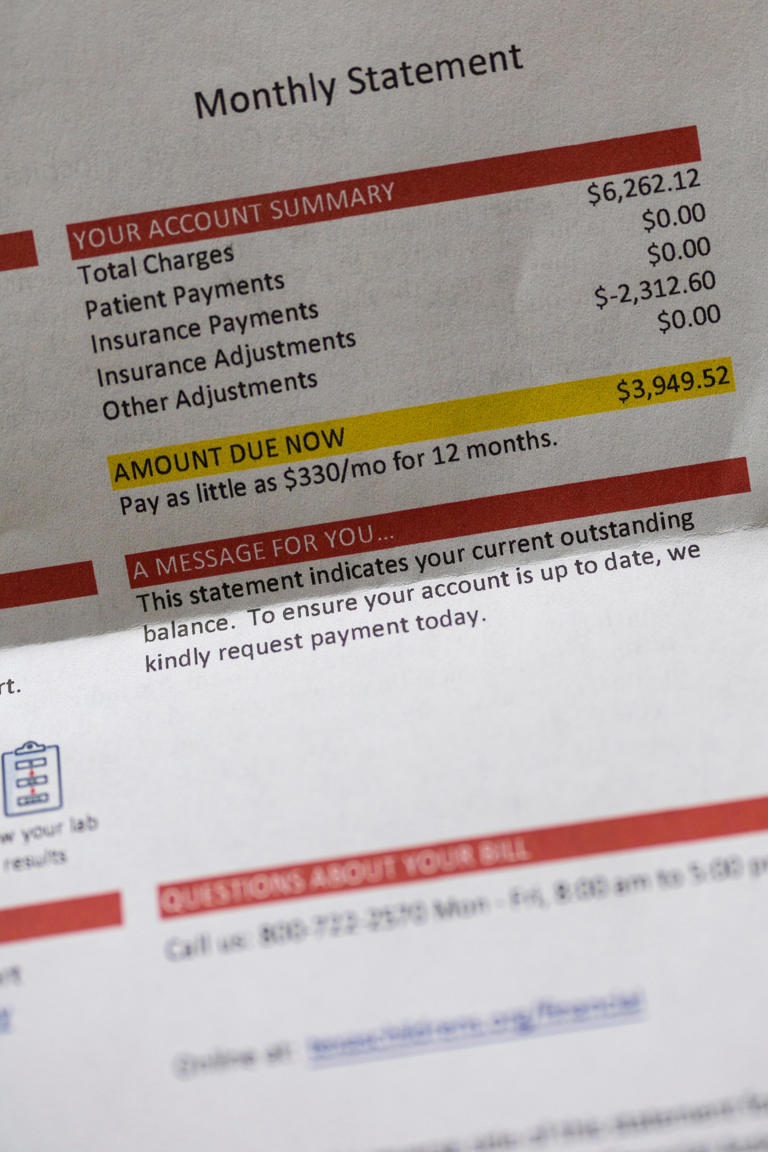 Medical bills at Briana Grace’s home in The Woodlands, Texas, on Sept. 29, 2026.