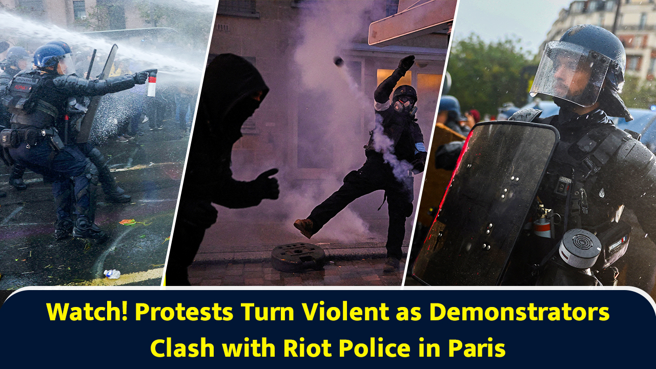 Watch! Protests turn violent as demonstrators clash with riot police in ...