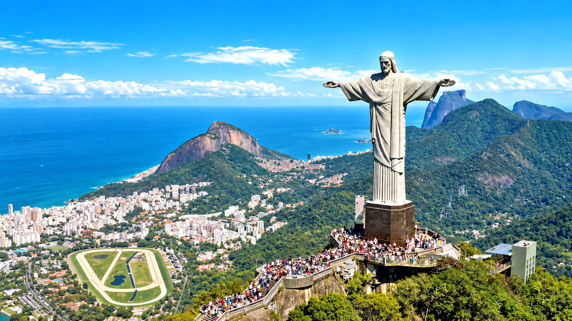 Como construíram esta estátua gigante no topo de uma montanha?