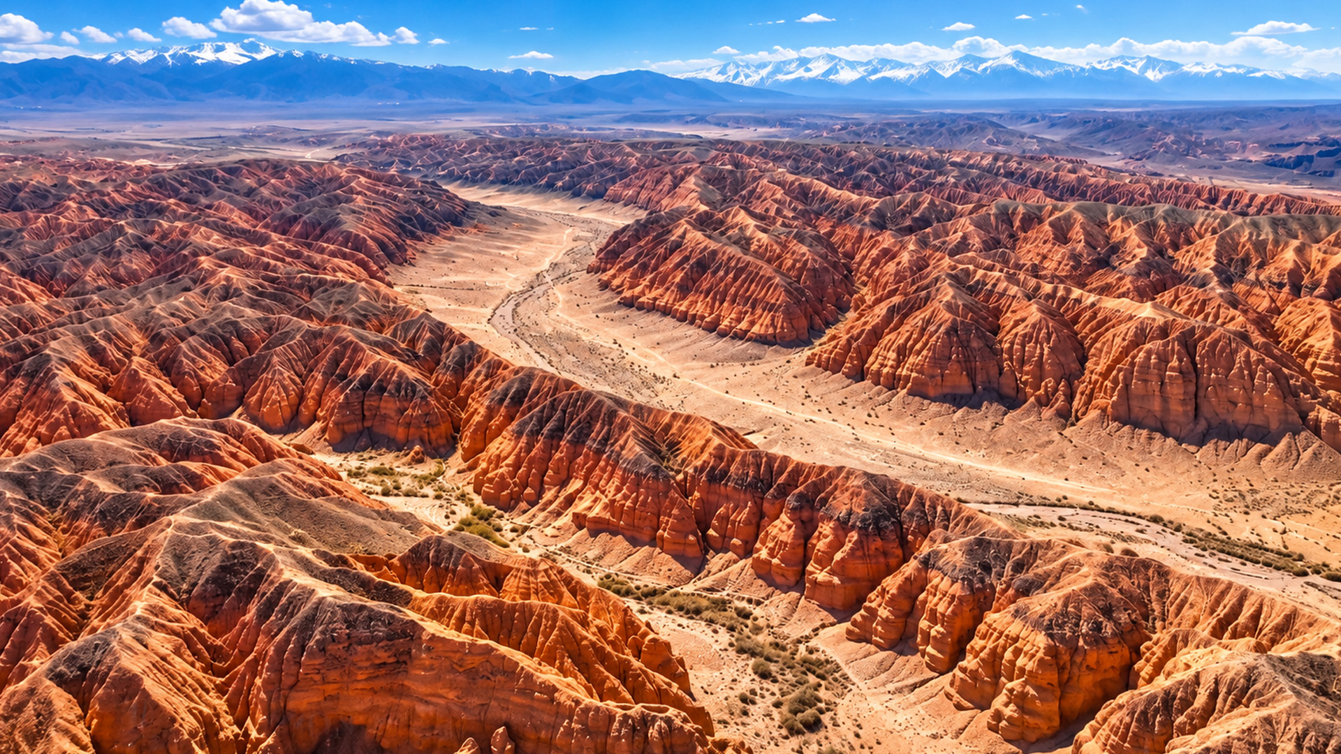Why are these desert mountains covered in deep lines?