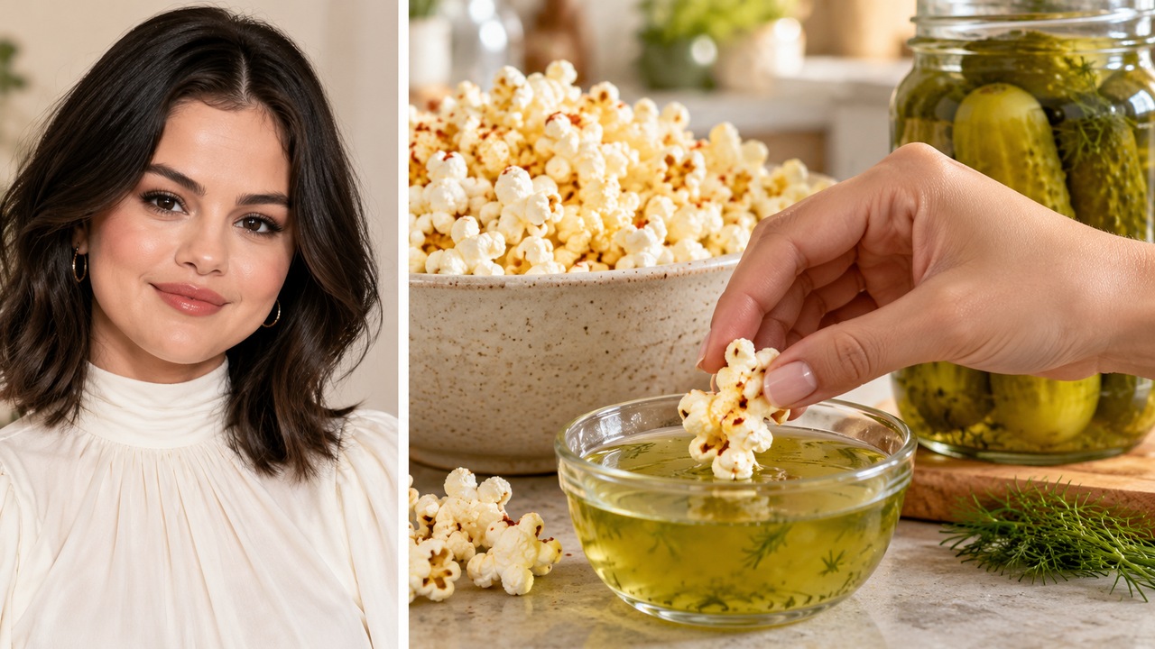 Selena Gomez adds pickle juice to popcorn. Would you try it?