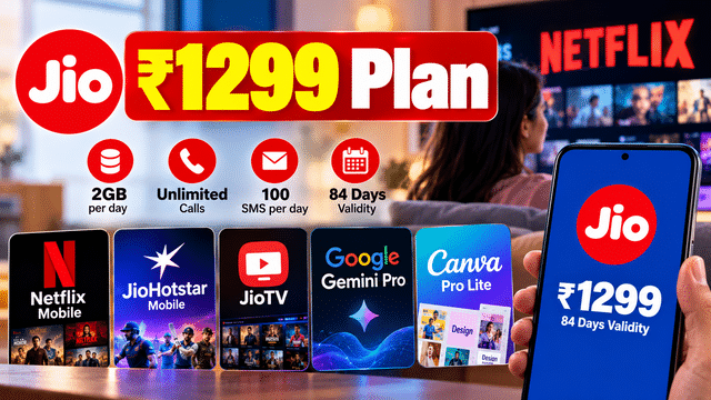 Jio ₹1,299 recharge plan: 84-day validity, Netflix mobile and premium ...