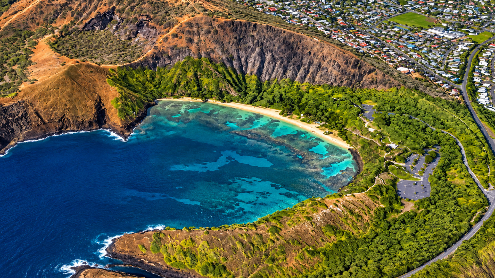 Hanauma Bay creates a natural amphitheater along the Oahu coast