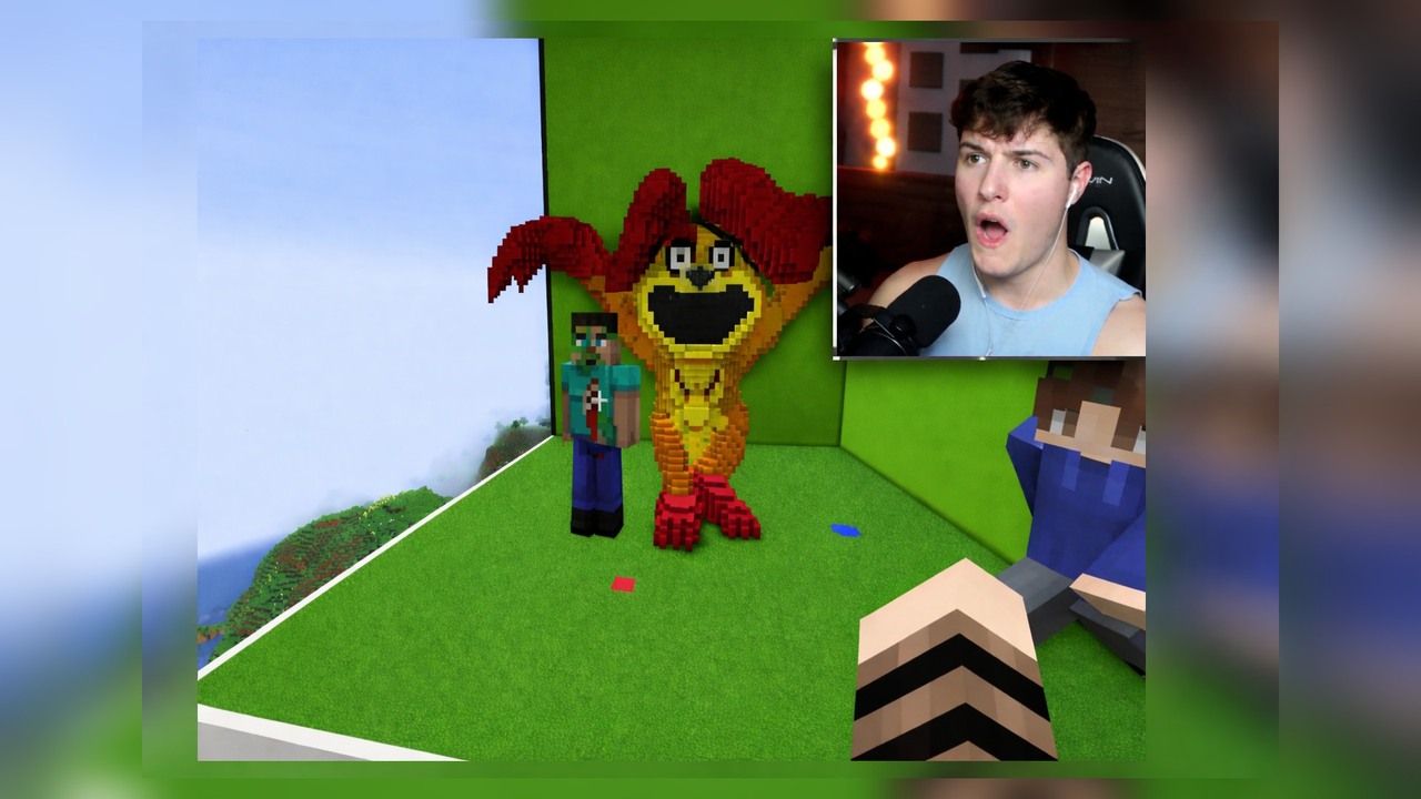 BeckBroJack cheats in a Poppy Playtime Minecraft build battle