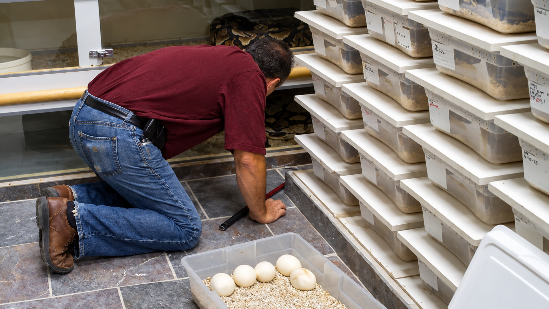 Male python presence threatens the survival of fresh snake eggs