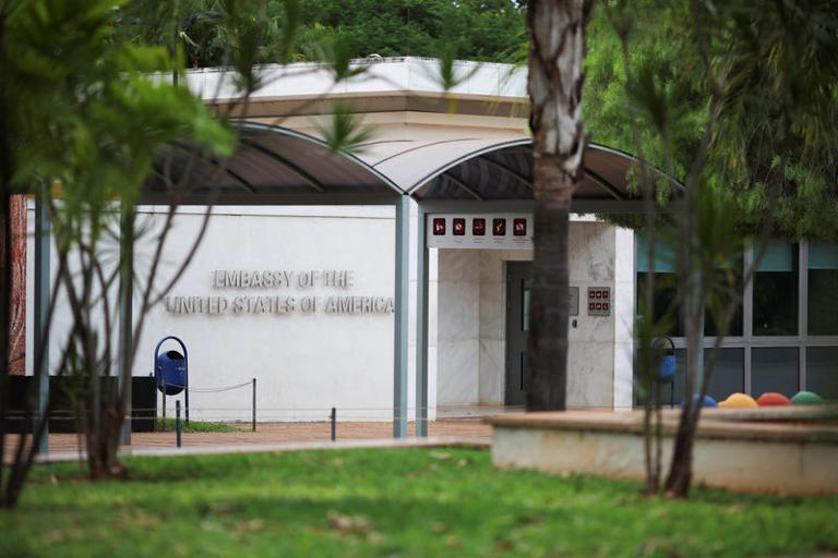 The US Embassy, after the United States suspended consular services at its embassy and consulates in Brazil ahead of general election, citing security concerns, in Brasilia, Brazil, October 2, 2026. REUTERS/Adriano Machado