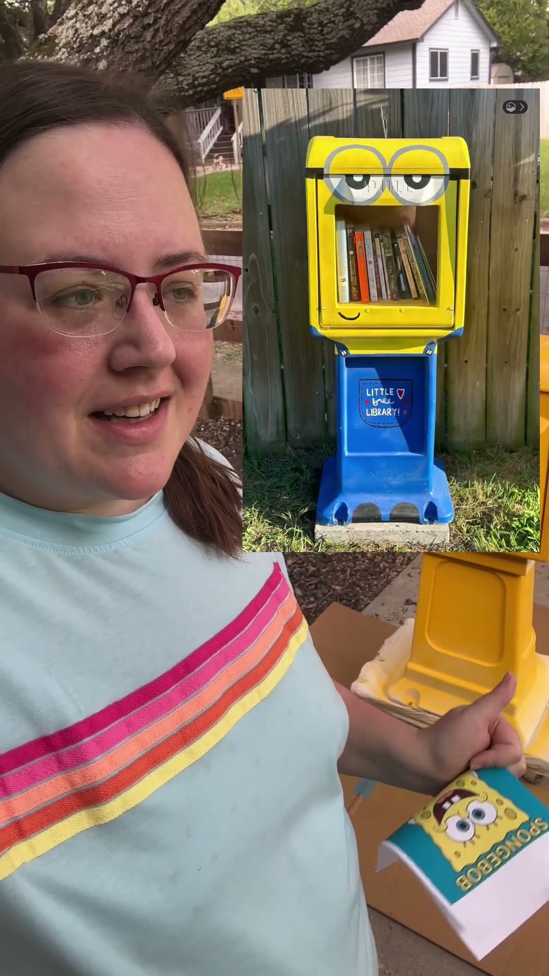 Day 2 of SpongeBob Little Free Library build!