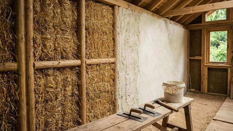 Low-cost woodland home: Welsh family builds £3,000 straw house ...