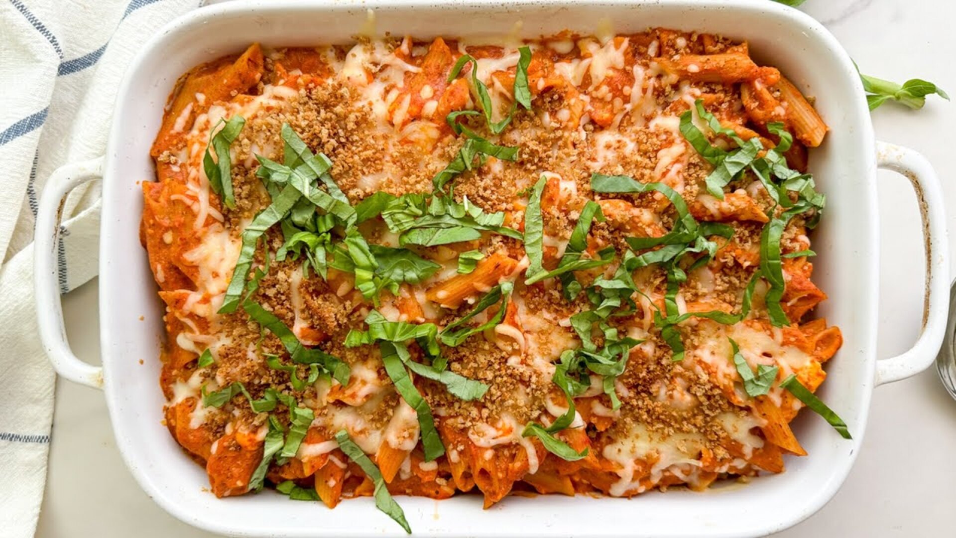 Baked creamy red pepper penne pasta recipe