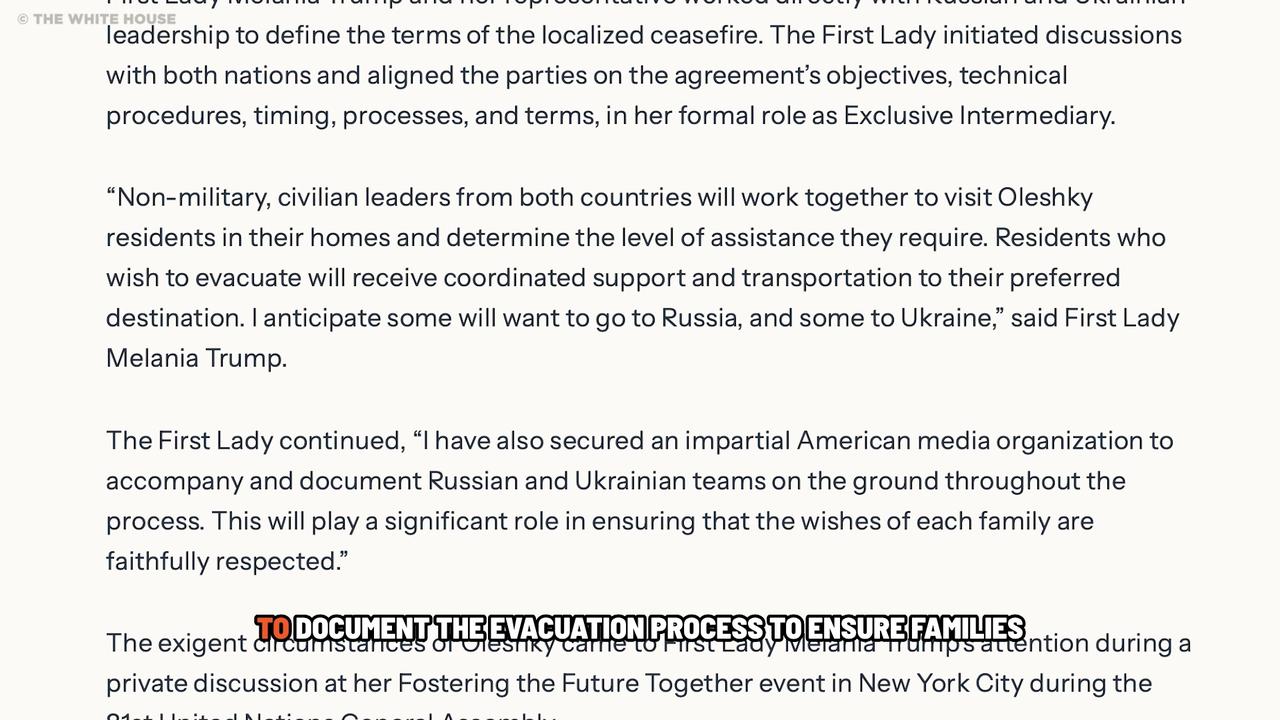 Melania Trump brokers surprise Russia Ukraine ceasefire