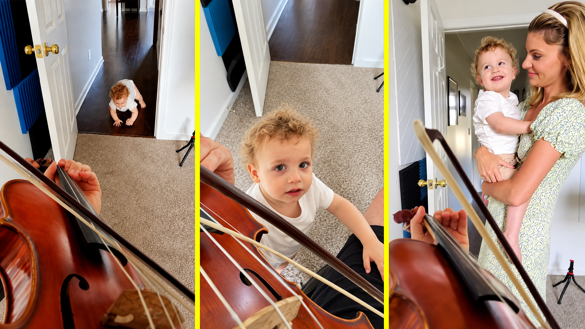 Toddler reacts to father playing Fly Me to the Moon on violin