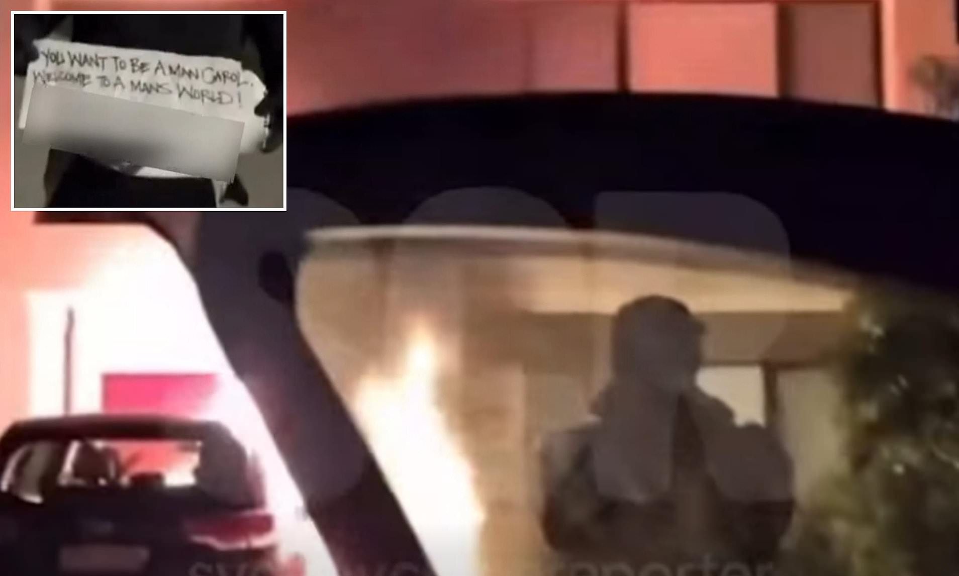 Moment masked attackers shoot at home with seven kids inside before posing with bizarre note