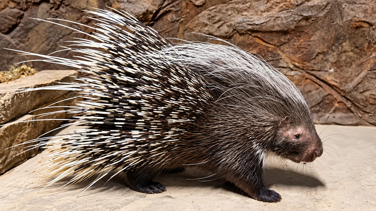 Pet porcupine climbs onto human lap to beg for an afternoon snack