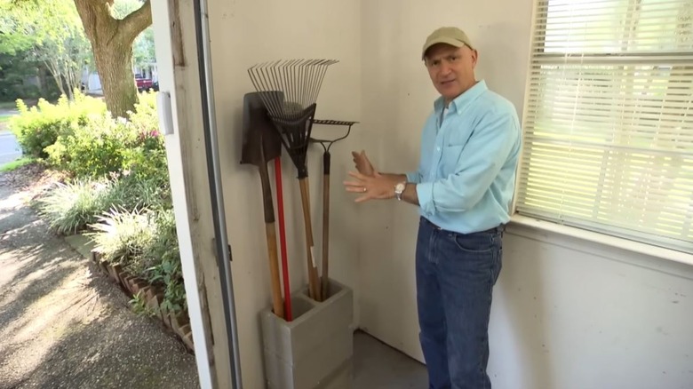 Turn concrete blocks into simple tool storage for your garage