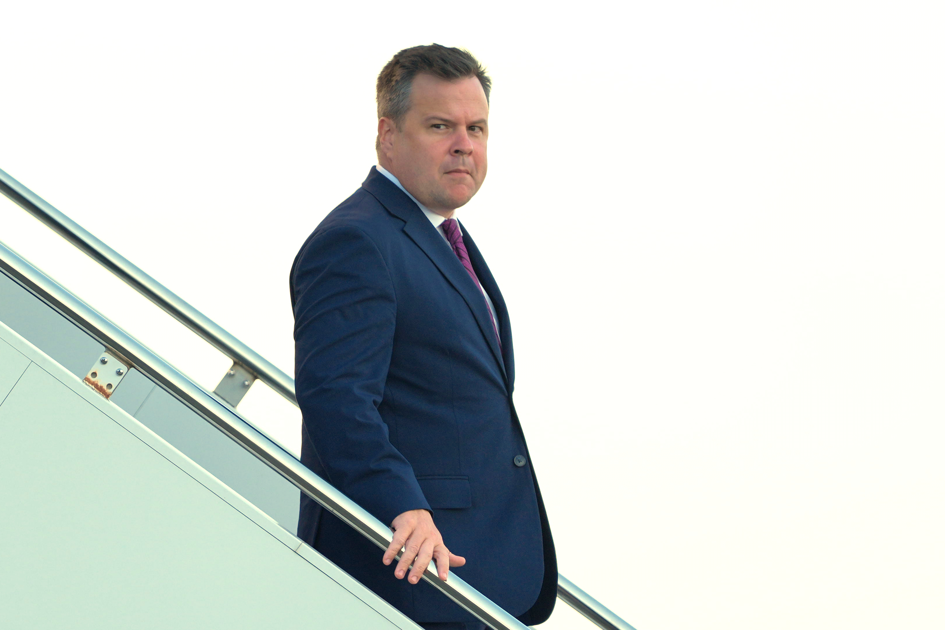 Bill Pulte, director of the Federal Housing Finance Agency, steps off Air Force One, Saturday, Oct. 24, 2026, at Robins Air Force Base, Ga. (AP Photo/Mark Schiefelbein) CORRECTION: Corrects title to director of the Federal Housing Finance Agency