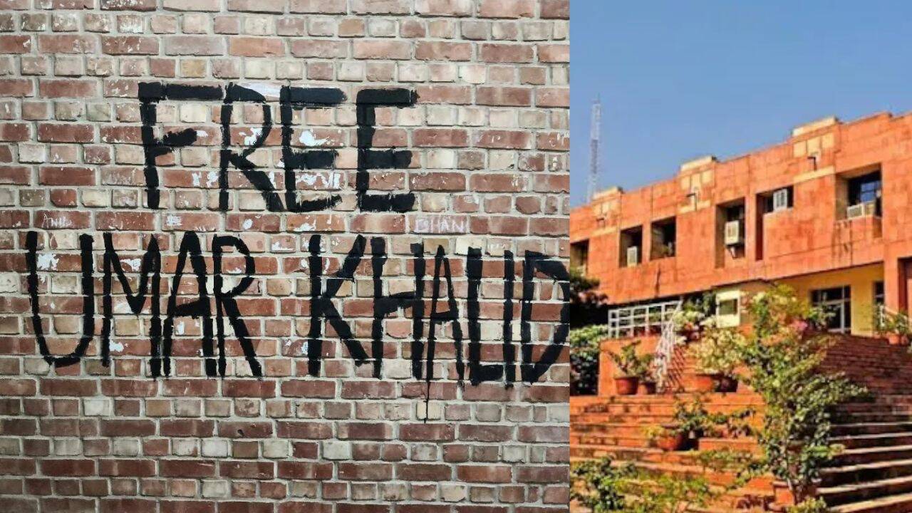 'Free Umar Khalid' slogans at JNU: ABVP alleges graffiti on campus ...